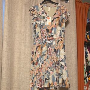 Simplee Multicolor V-Neck Dress NWT